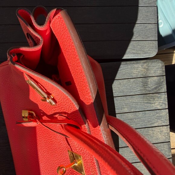 Hermes Birkin 35 Handbag Orange Poppy Togo with Gold Hardware - Picture 12 of 17